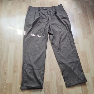 Savane Dress Pants Mens 38x29 Brown Pleated Cuffed Select Edition Stretch Chino